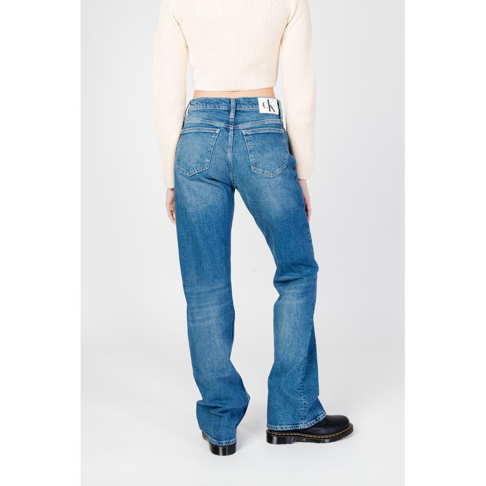 Blå bomullsmomjeans