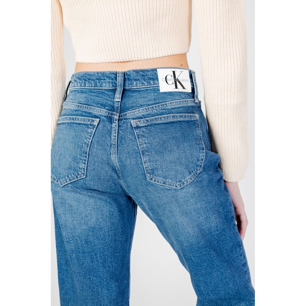 Blå bomullsmomjeans