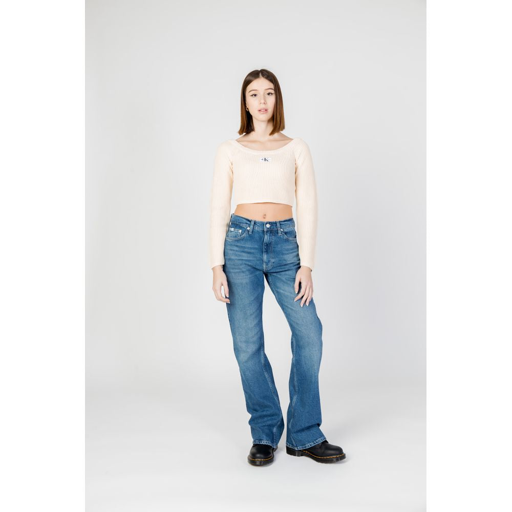 Blå bomullsmomjeans