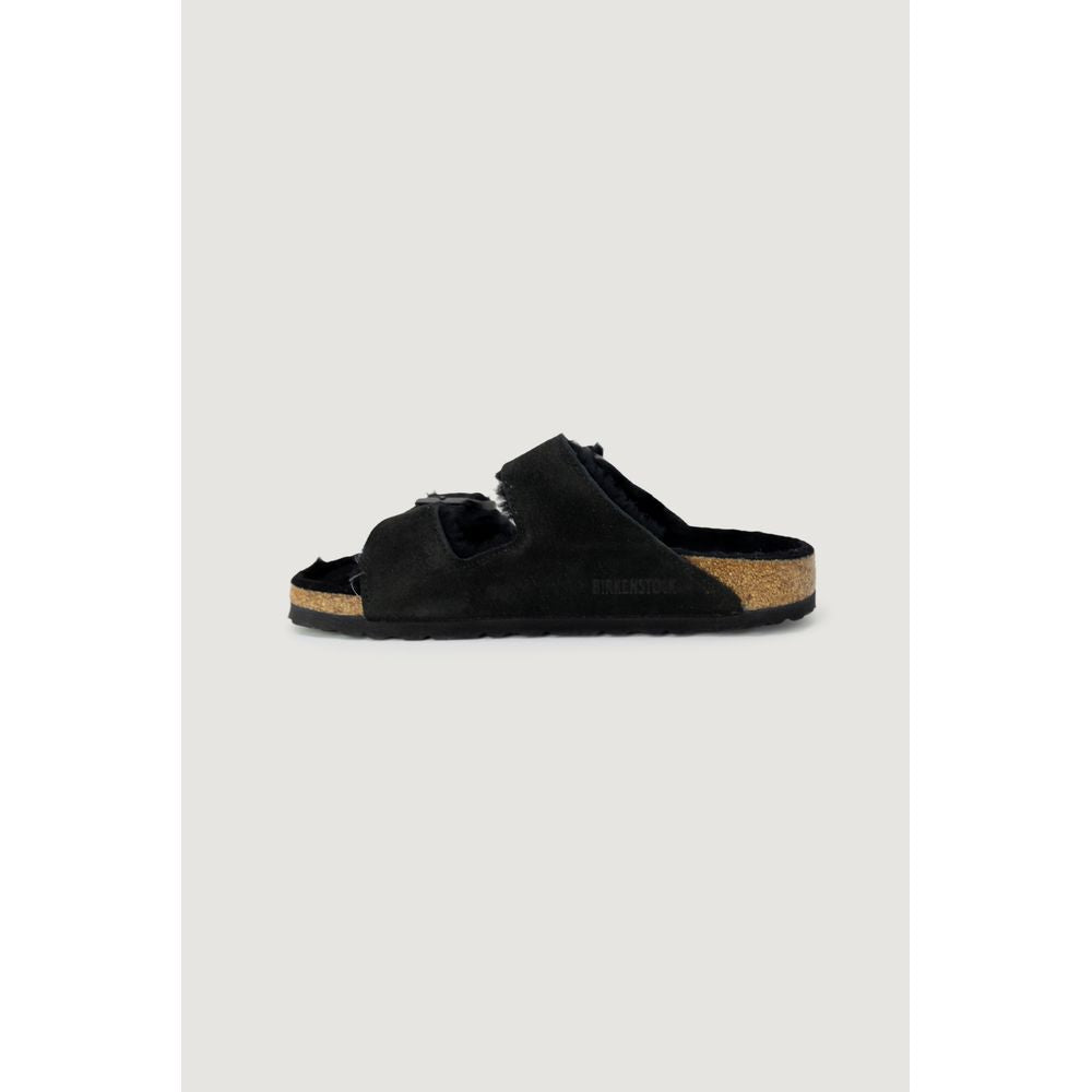 Svart semsket skinn sandal