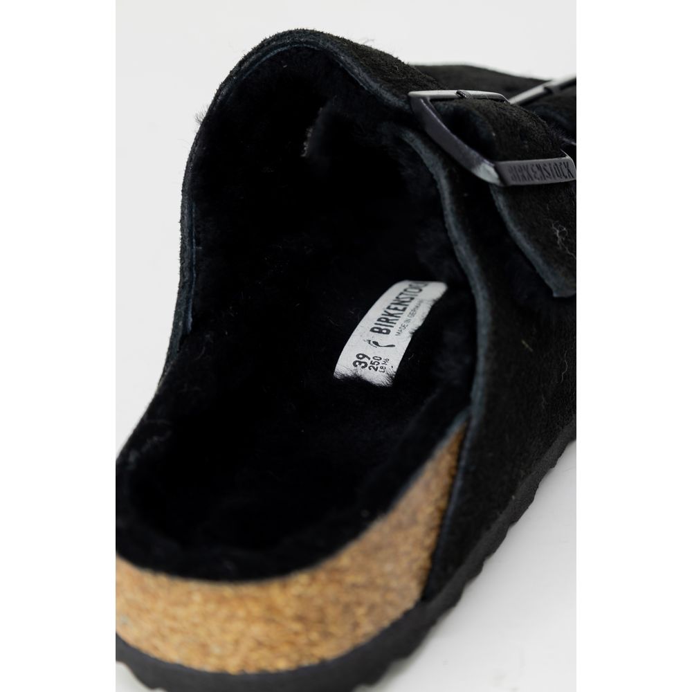 Svart semsket skinn sandal