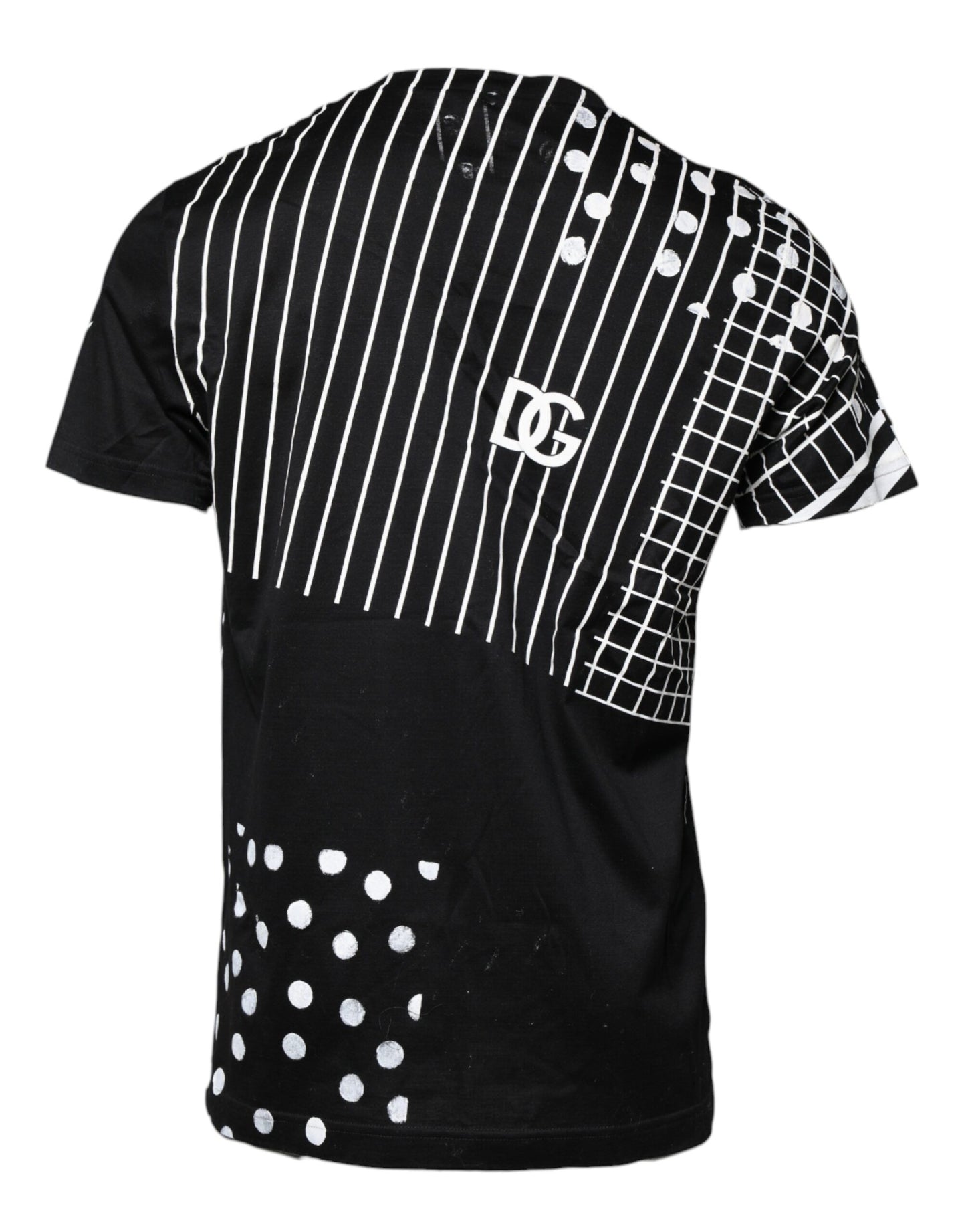 Dolce &amp; Gabbana svart bomulls-T-skjorte med polkaprikker og rund hals