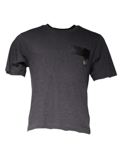 Dolce &amp; Gabbana grå t-shirt i bomull med rund hals och logotypmärke