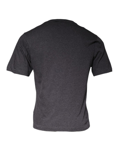 Dolce &amp; Gabbana grå t-shirt i bomull med rund hals och logotypmärke