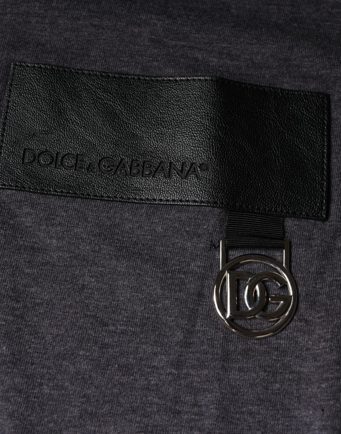 Dolce &amp; Gabbana grå t-shirt i bomull med rund hals och logotypmärke