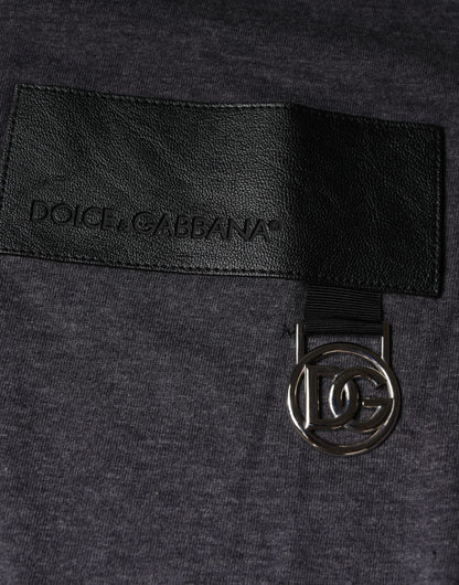 Dolce &amp; Gabbana grå t-shirt i bomull med rund hals och logotypmärke