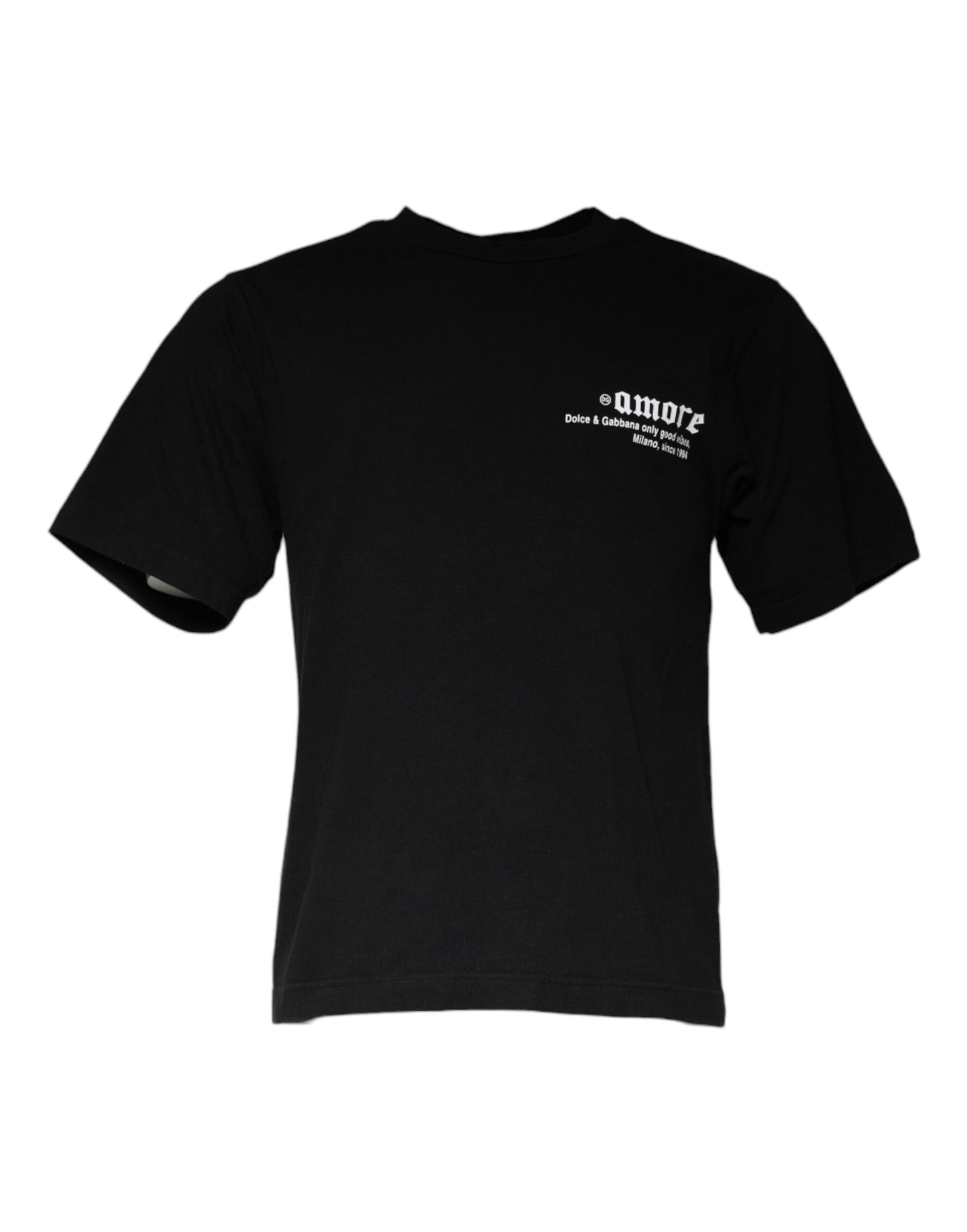 Dolce &amp; Gabbana svart Amore-tryckt bomulls-t-shirt med rund hals