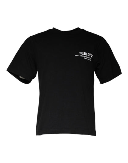 Dolce &amp; Gabbana svart Amore-tryckt bomulls-t-shirt med rund hals