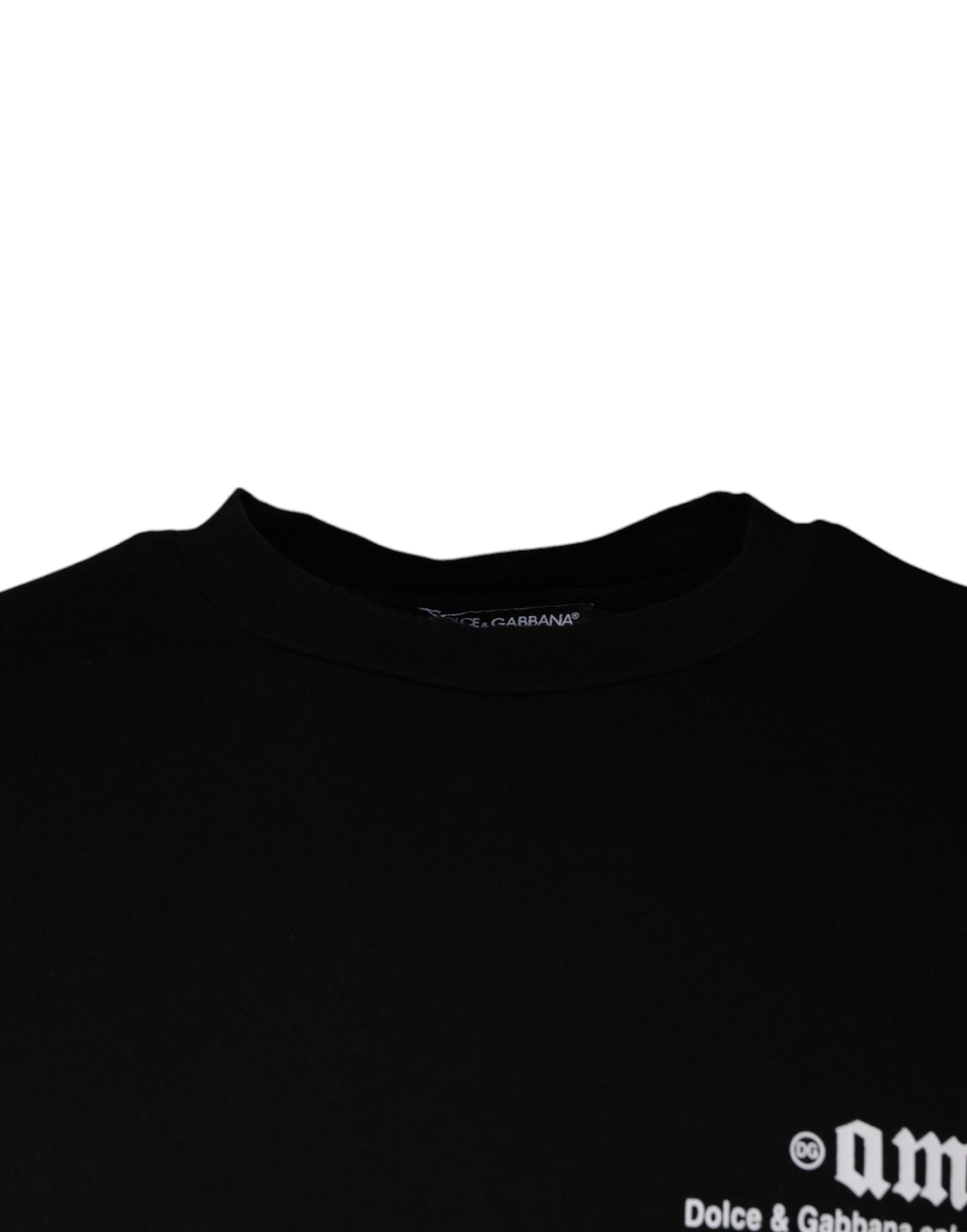 Dolce &amp; Gabbana svart Amore-tryckt bomulls-t-shirt med rund hals