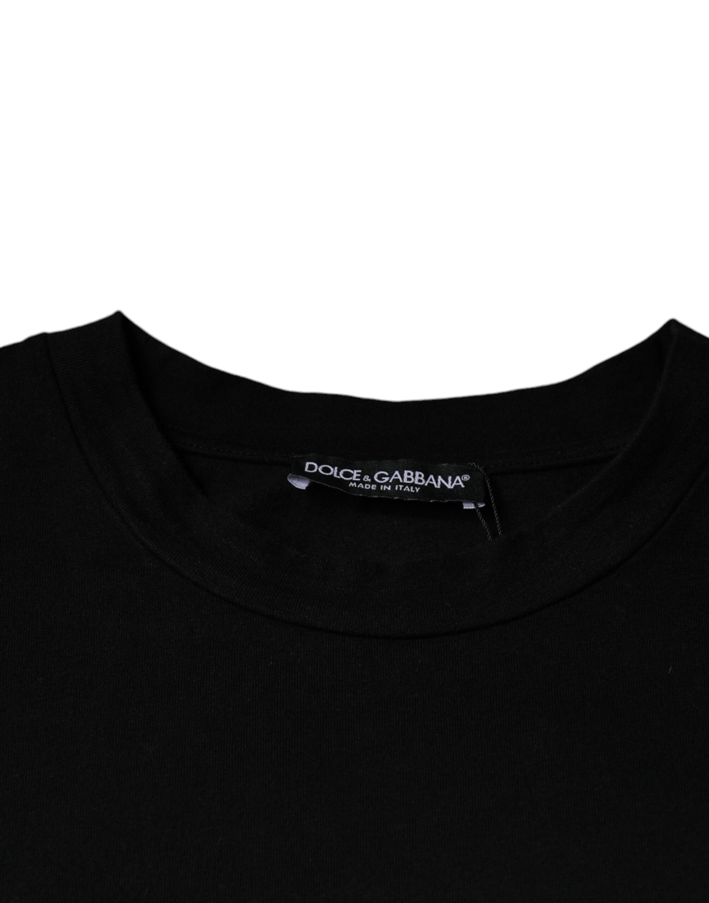 Dolce &amp; Gabbana svart Amore-tryckt bomulls-t-shirt med rund hals