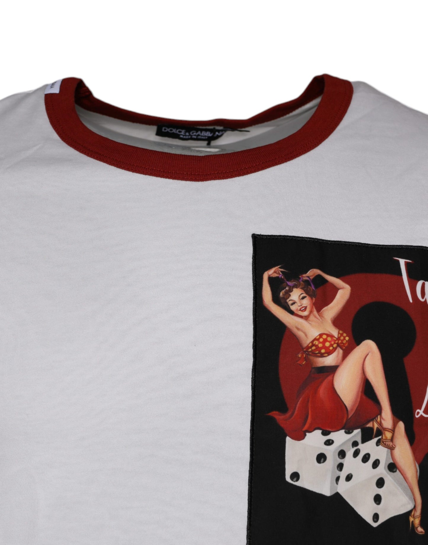 Dolce &amp; Gabbana hvit bomulls-T-skjorte med rund hals og grafisk trykk