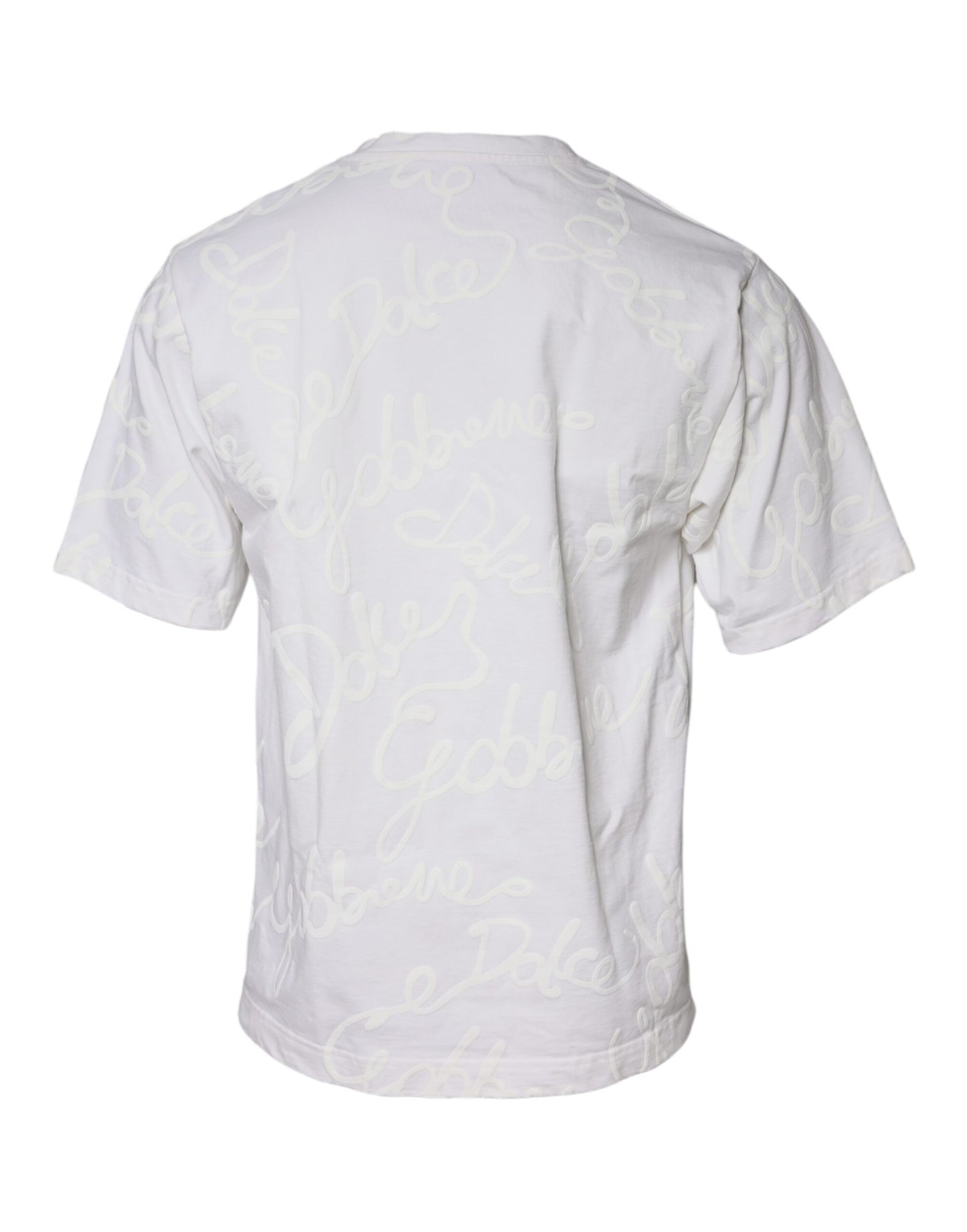 Dolce &amp; Gabbana Vit Logotyptryckt Bomulls-T-shirt med Rund Hals