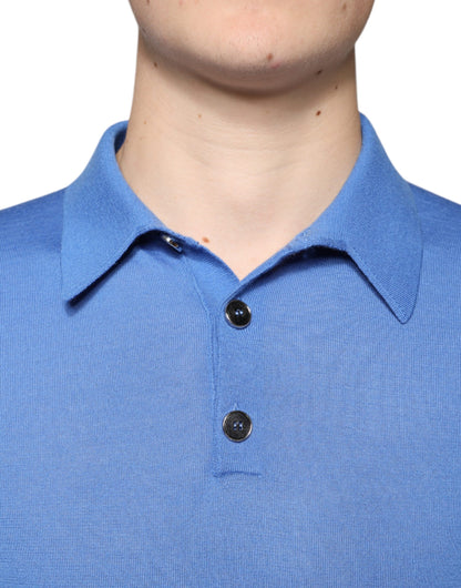 Dolce &amp; Gabbana Blå Kashmir Kortärmad Herrpolo T-shirt