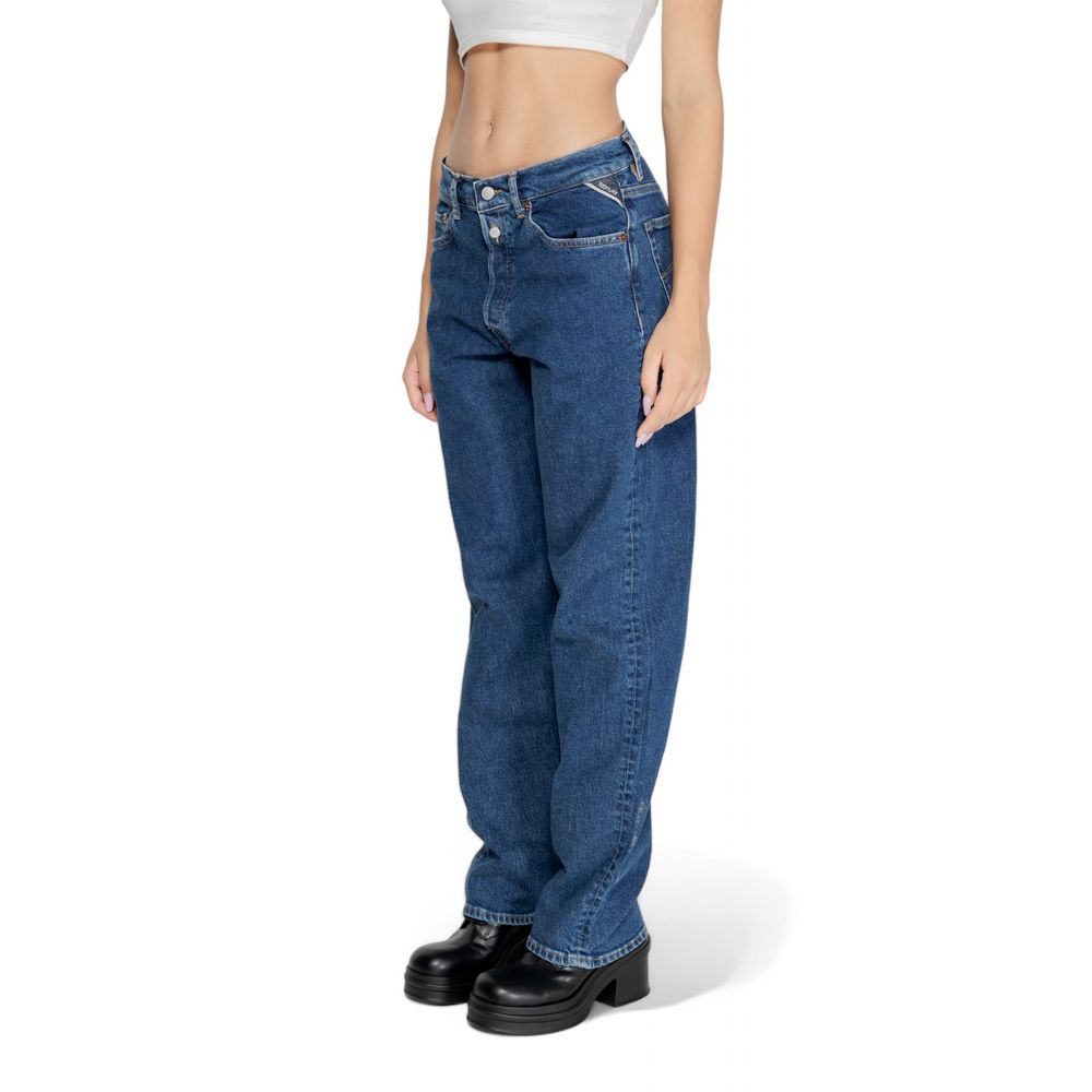 Blå bomullsmomjeans