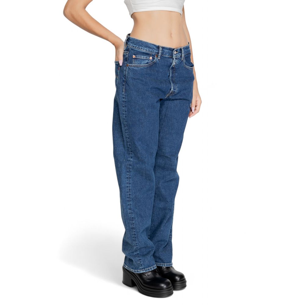 Blå bomullsmomjeans