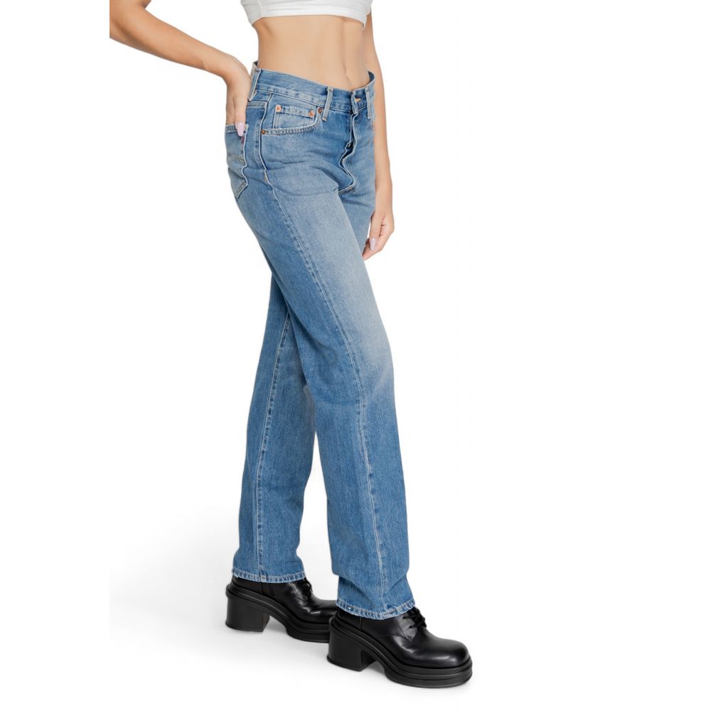 Blå bomullsmomjeans