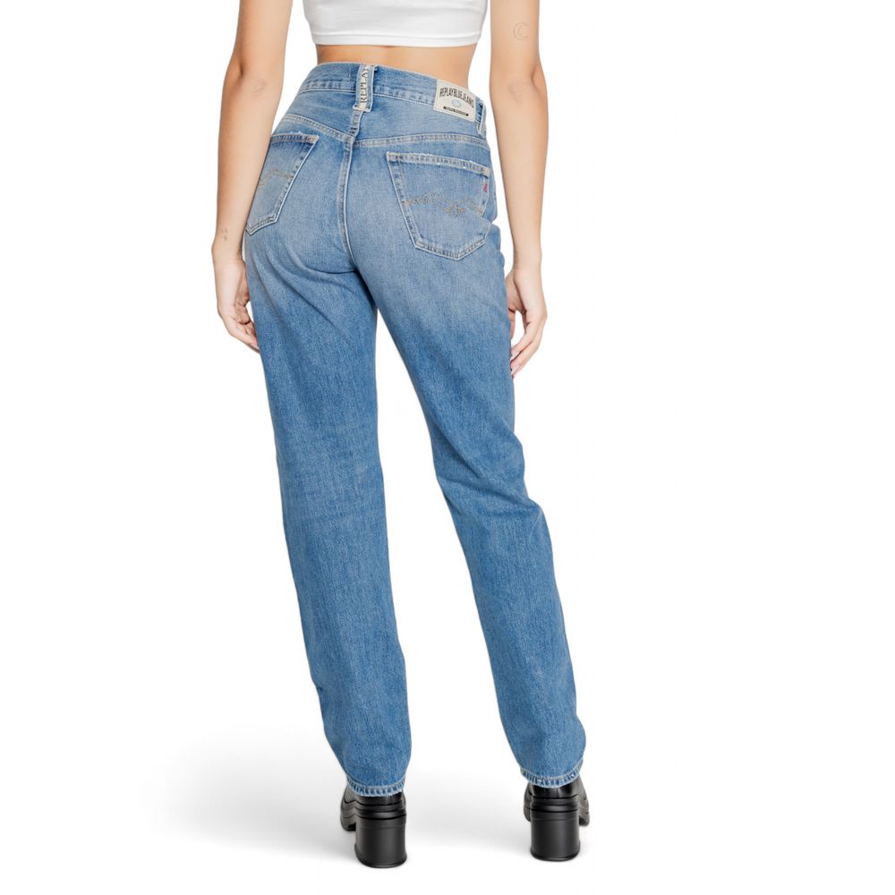 Blå bomullsmomjeans