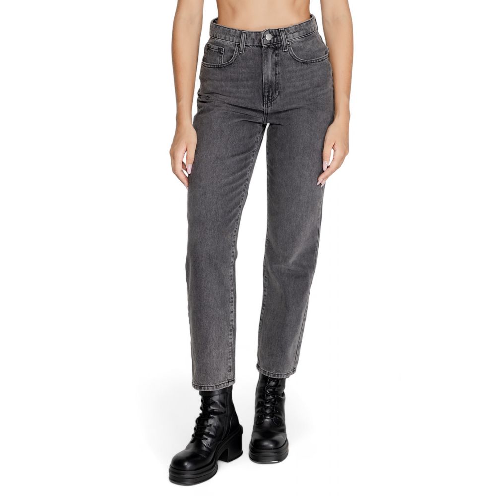 Grå bomullsmomjeans