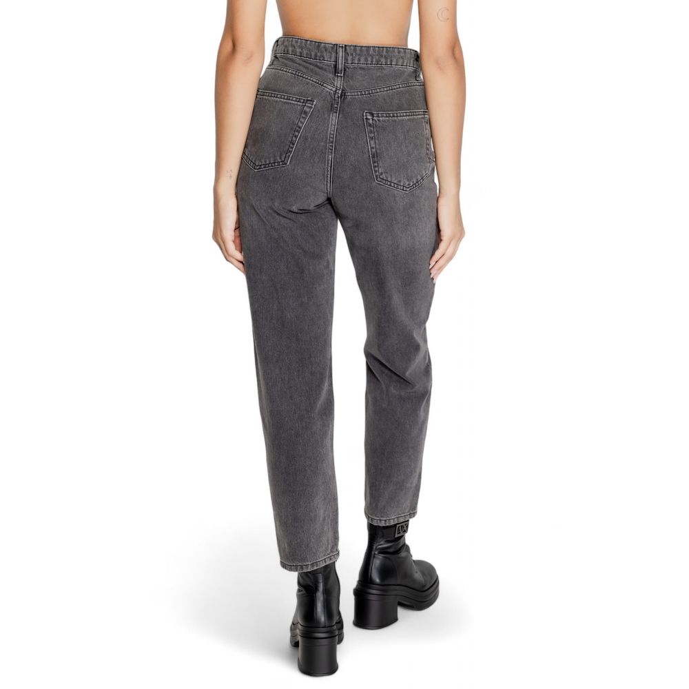 Grå bomullsmomjeans