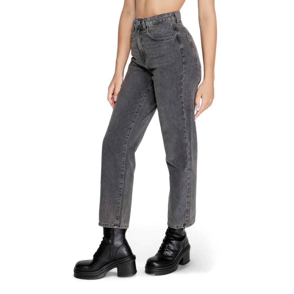 Grå bomullsmomjeans