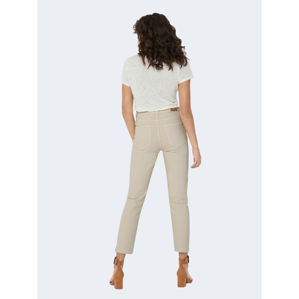 Beige bomullsmomjeans