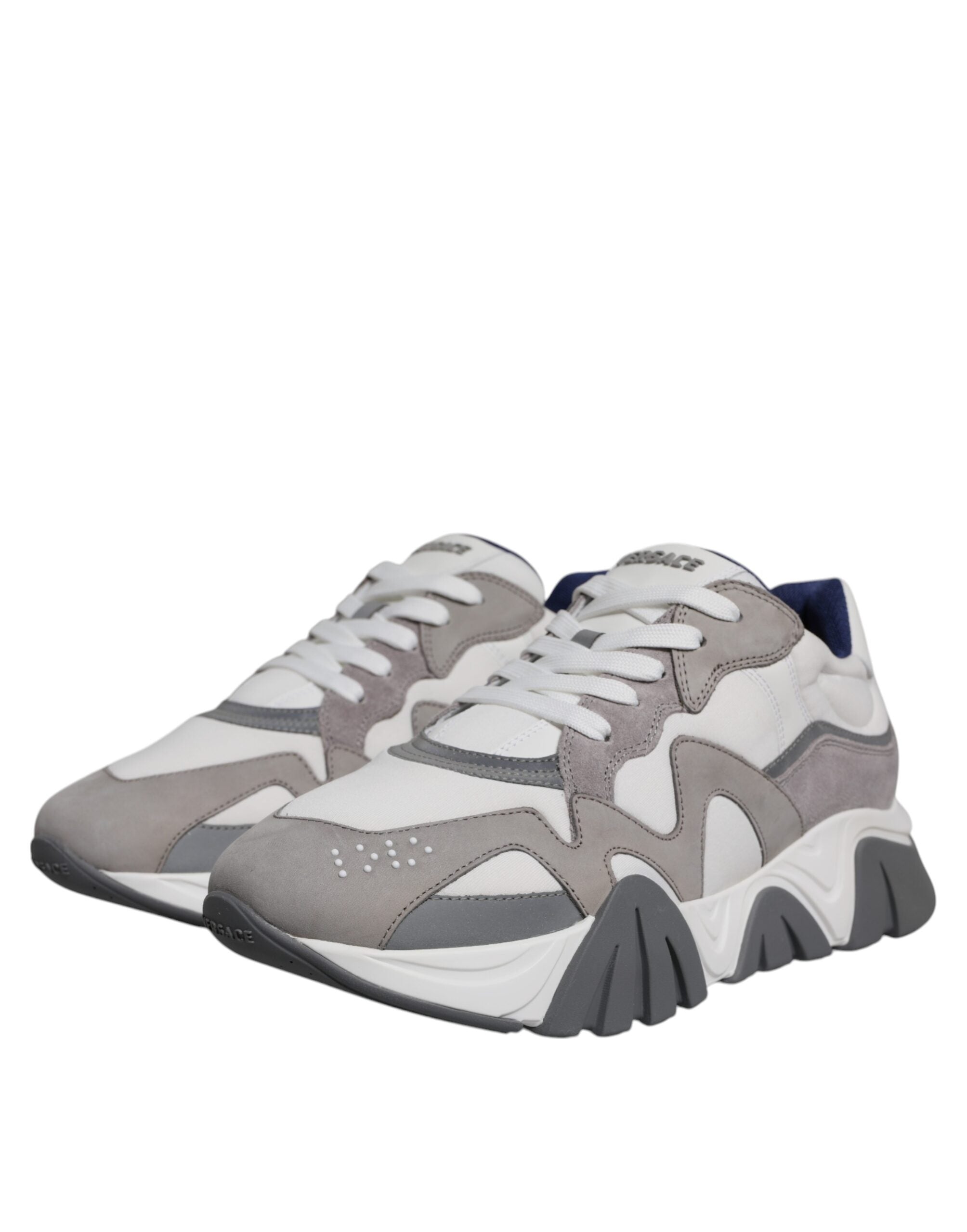 Grå neopren-skinn, chunky, lave Squalo-sneakers