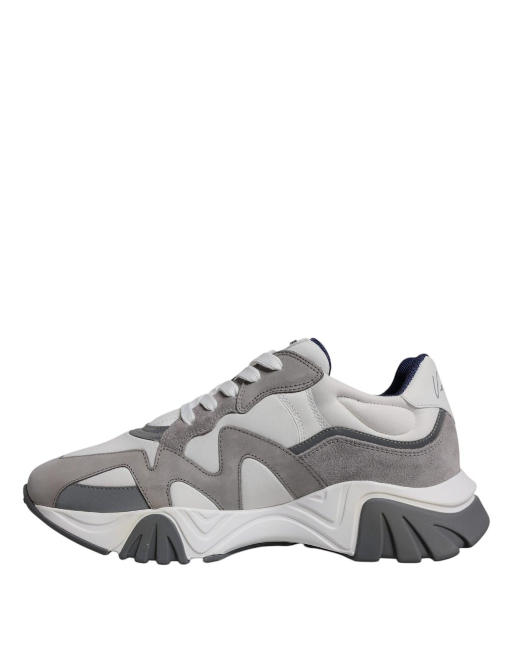 Grå neopren-skinn, chunky, lave Squalo-sneakers