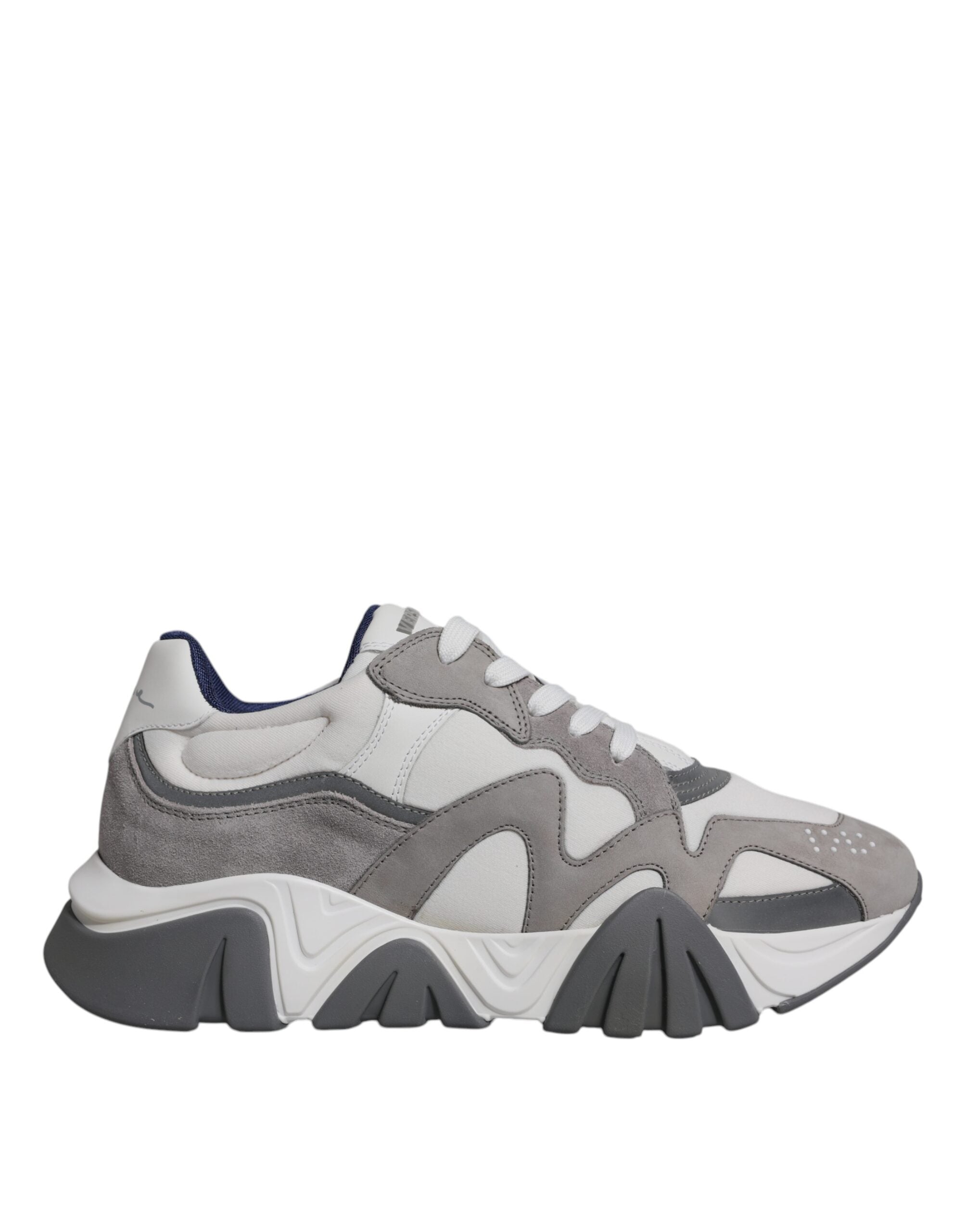 Grå neopren-skinn, chunky, lave Squalo-sneakers