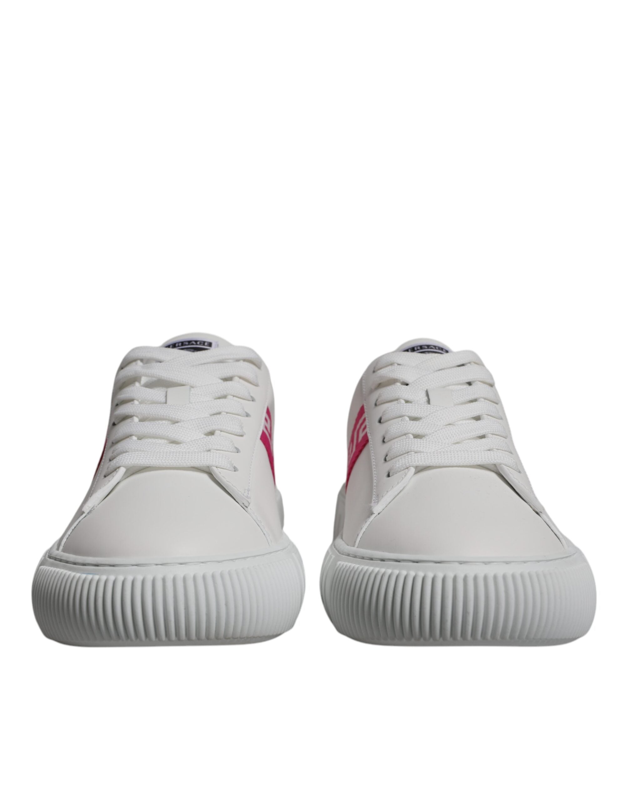 Hvite Rosa Greca Print Platform Lave Sneakers Sko