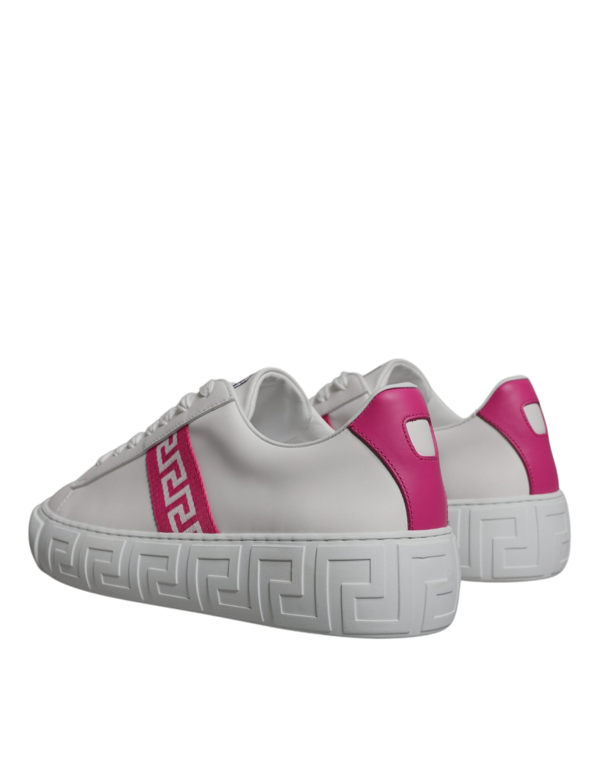 Hvite Rosa Greca Print Platform Lave Sneakers Sko
