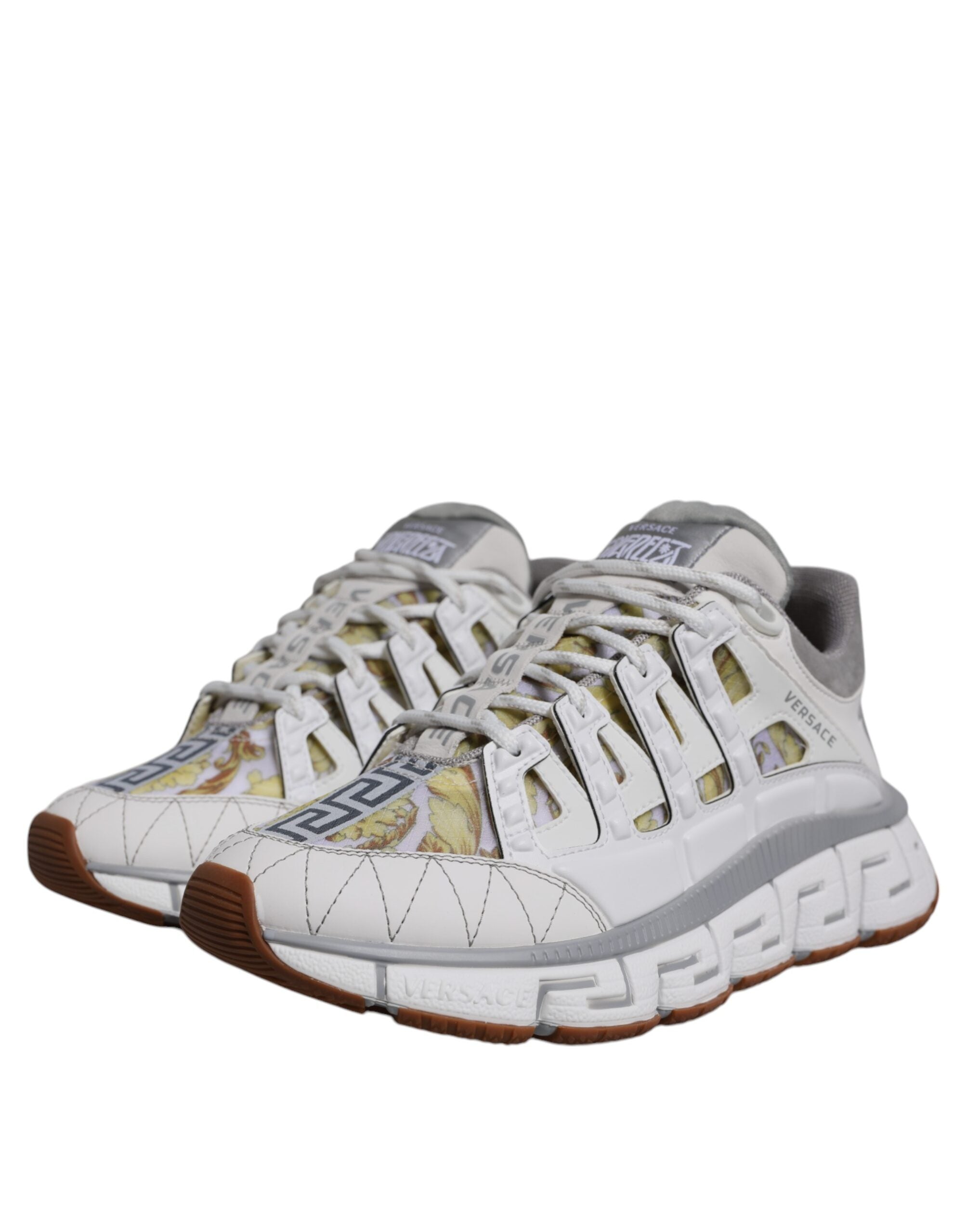 Hvite Trigreca Barocco-trykk Lave Sneakers Sko