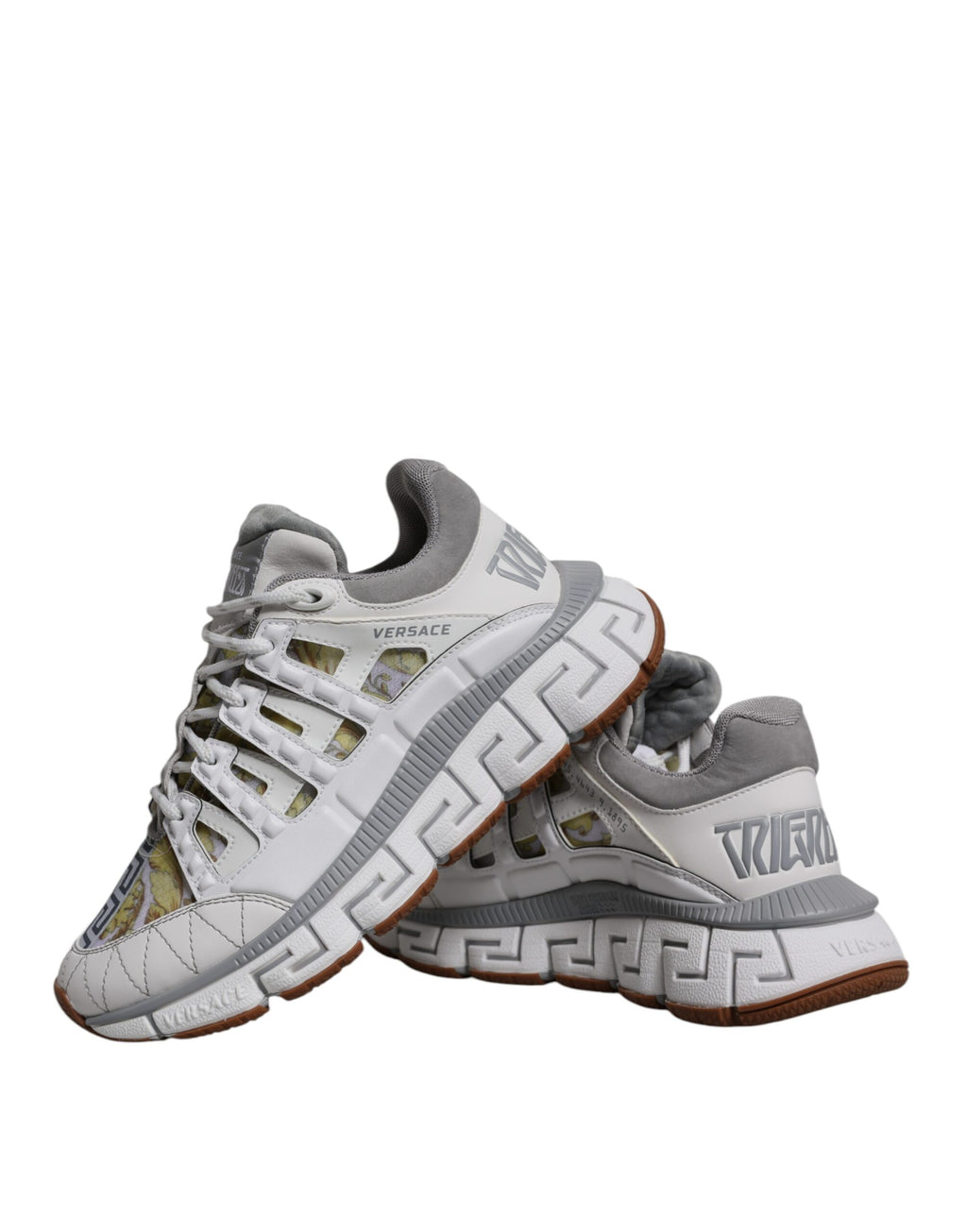Hvite Trigreca Barocco-trykk Lave Sneakers Sko