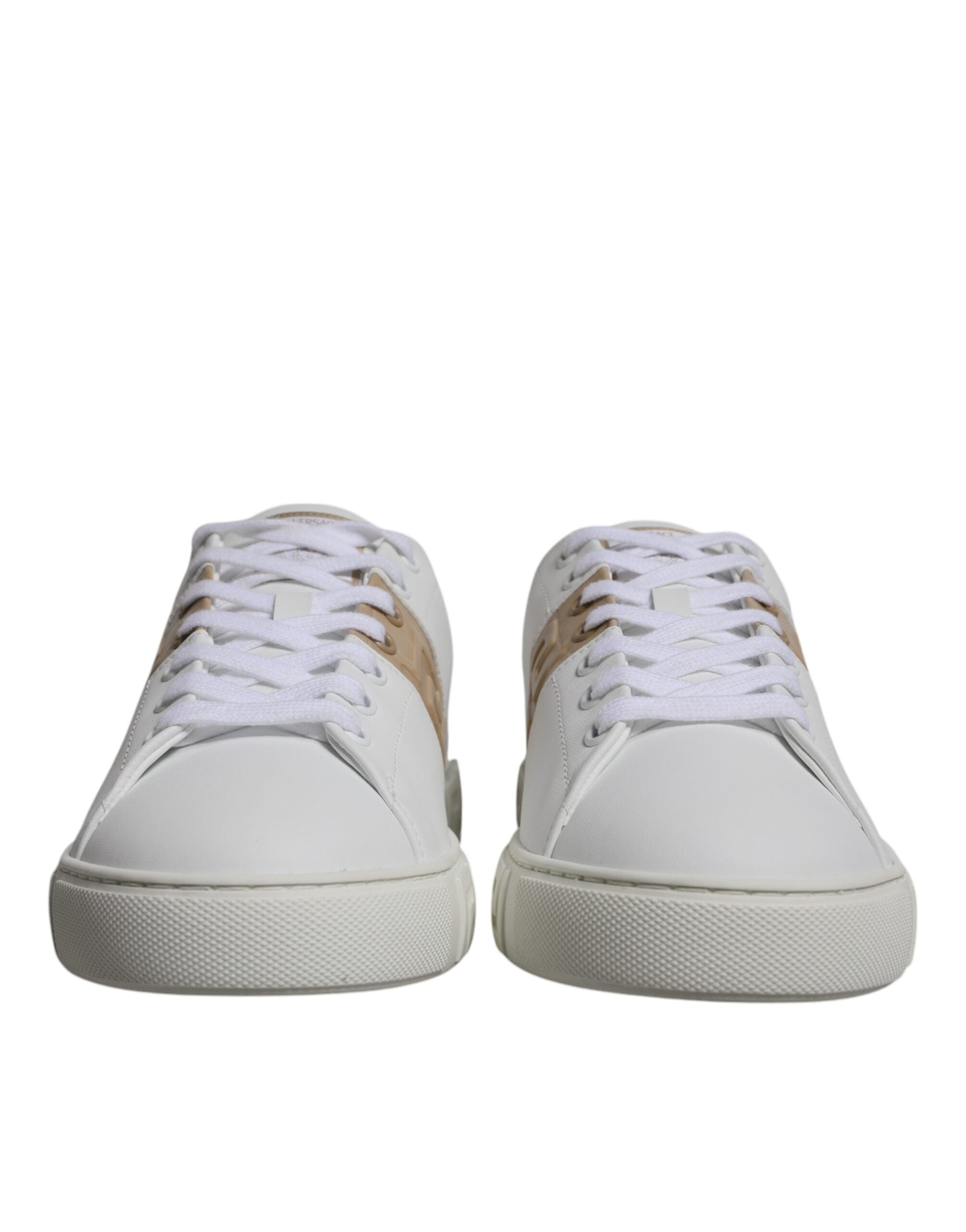 Hvite Brune Greca Print TPU Lave Sneakers Herresko