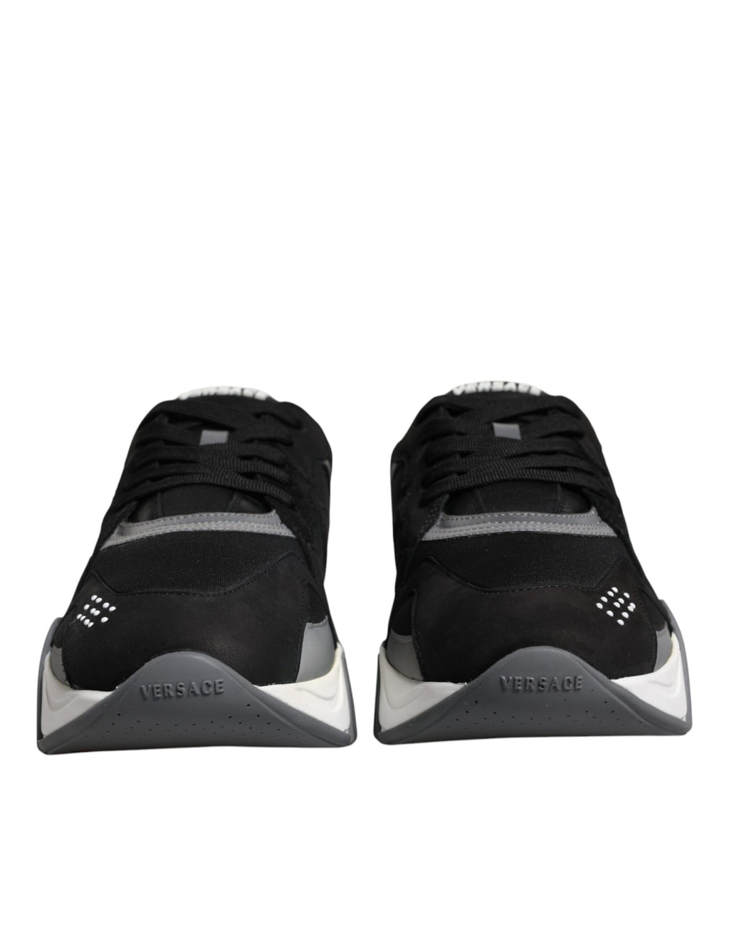 Svarta Neopren Låga Sneakers i Läder med Grovt Material Squalo Skor