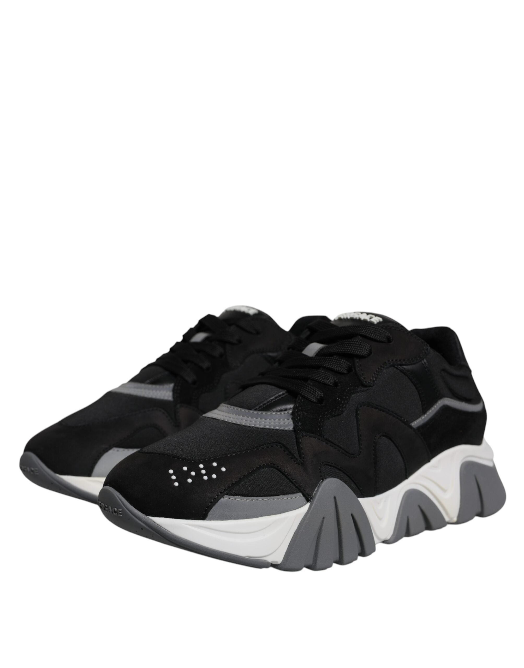Svarte neopren-sneakers i skinn med lave topper og Squalo-sko