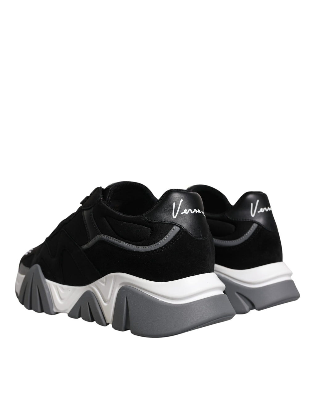 Svarta Neopren Låga Sneakers i Läder med Grovt Material Squalo Skor