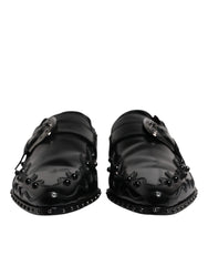 Dolce & Gabbana Black Embellished Derby Monk Strap Shoes