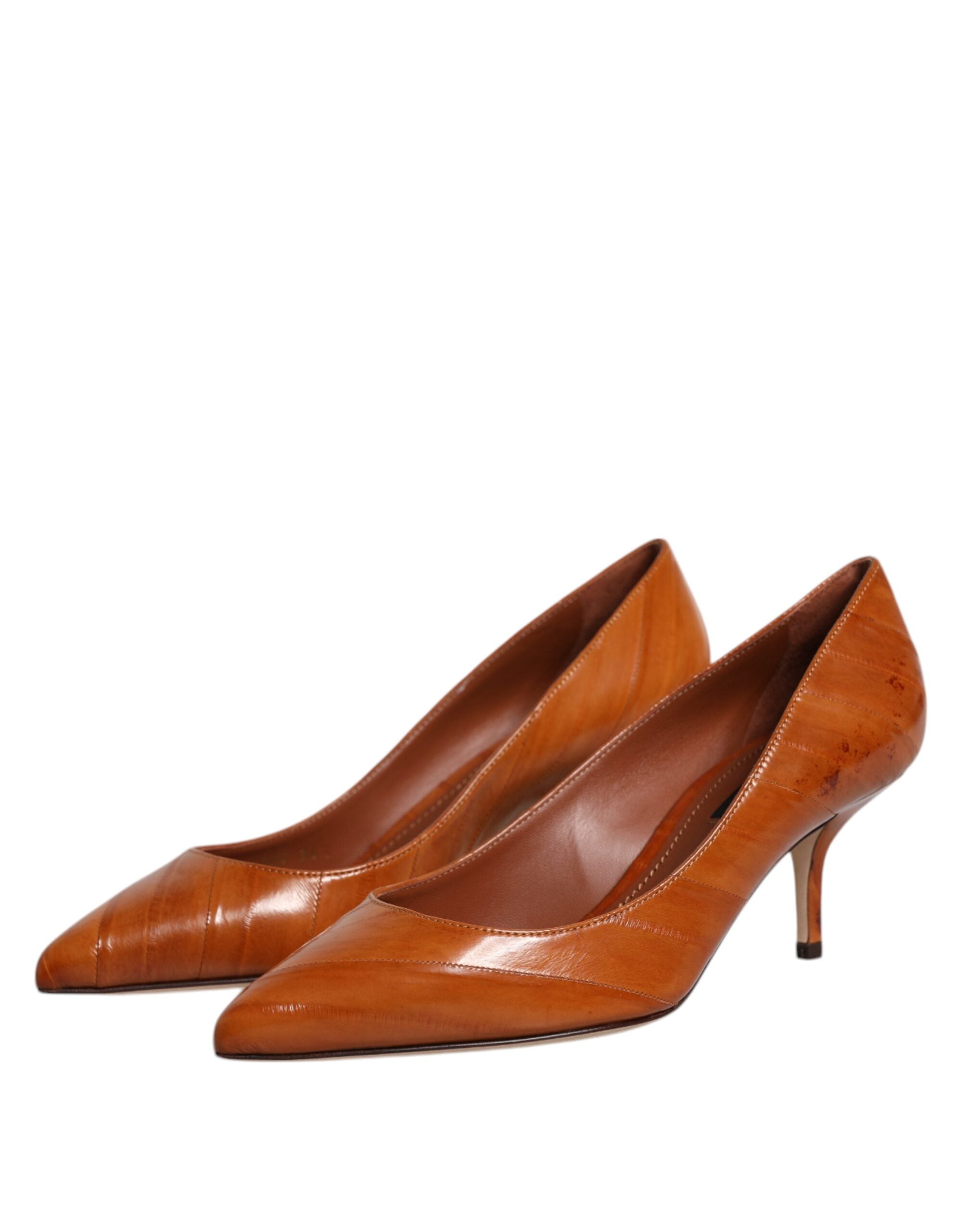 Bruna Läder Kitten Heels Pumps Skor