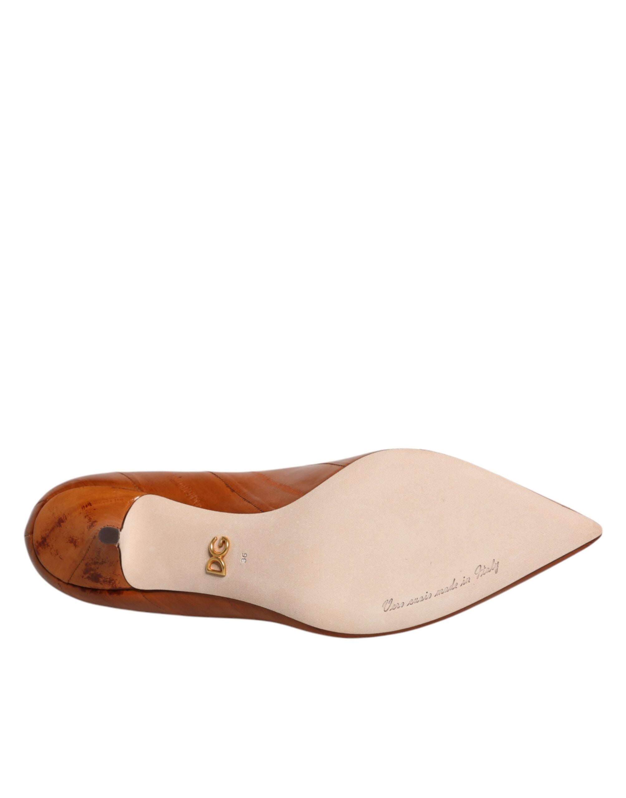 Bruna Läder Kitten Heels Pumps Skor