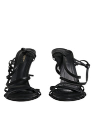 Dolce & Gabbana Black Leather High Heels Keira Sandals Shoes
