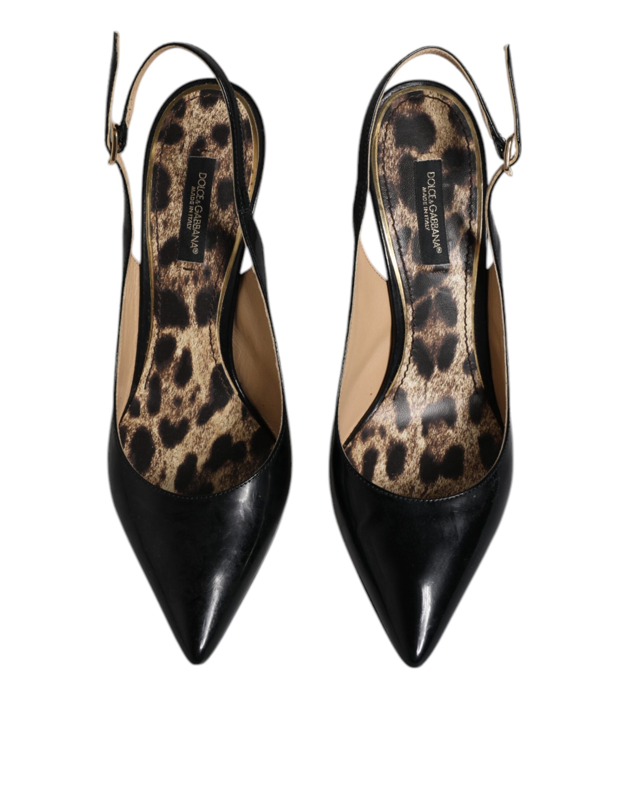 Svarta läderskor med höga klackar och slingbacks