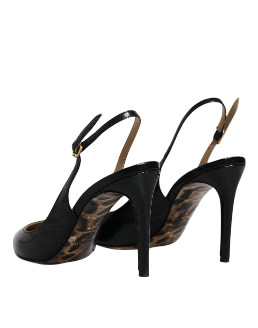 Svarta läderskor med höga klackar och slingbacks