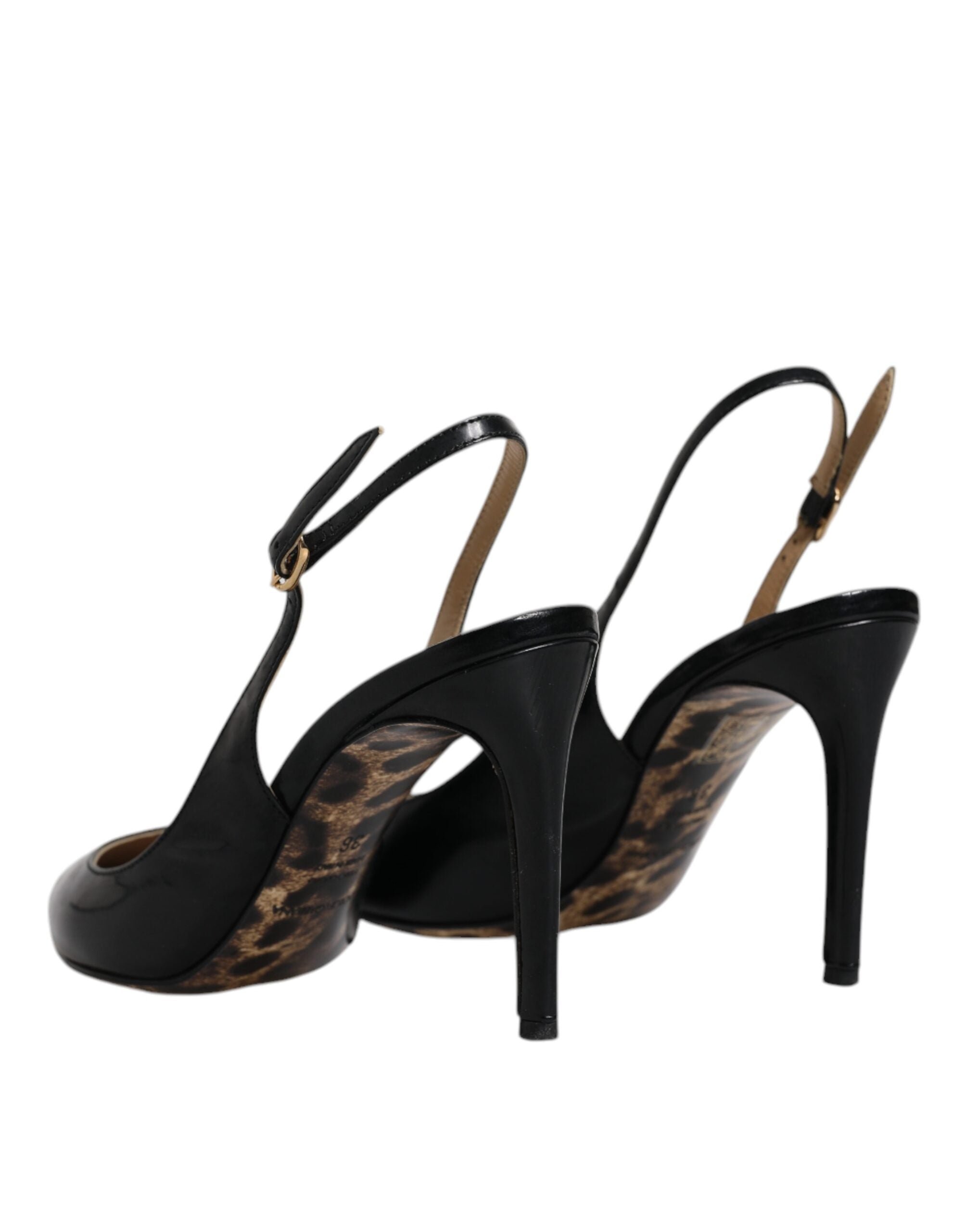 Svarta läderskor med höga klackar och slingbacks