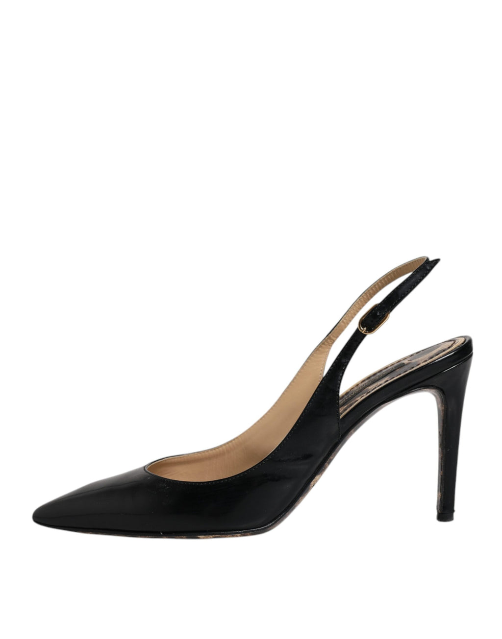 Svarta läderskor med höga klackar och slingbacks