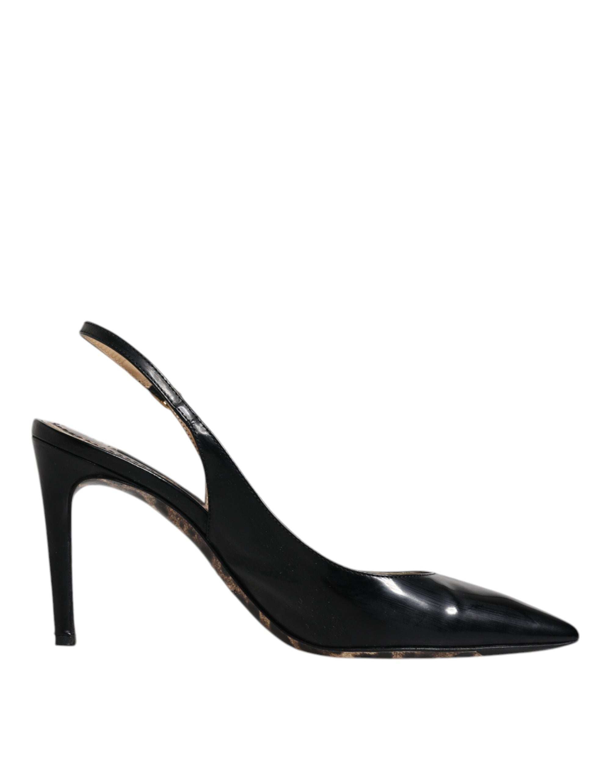 Svarta läderskor med höga klackar och slingbacks