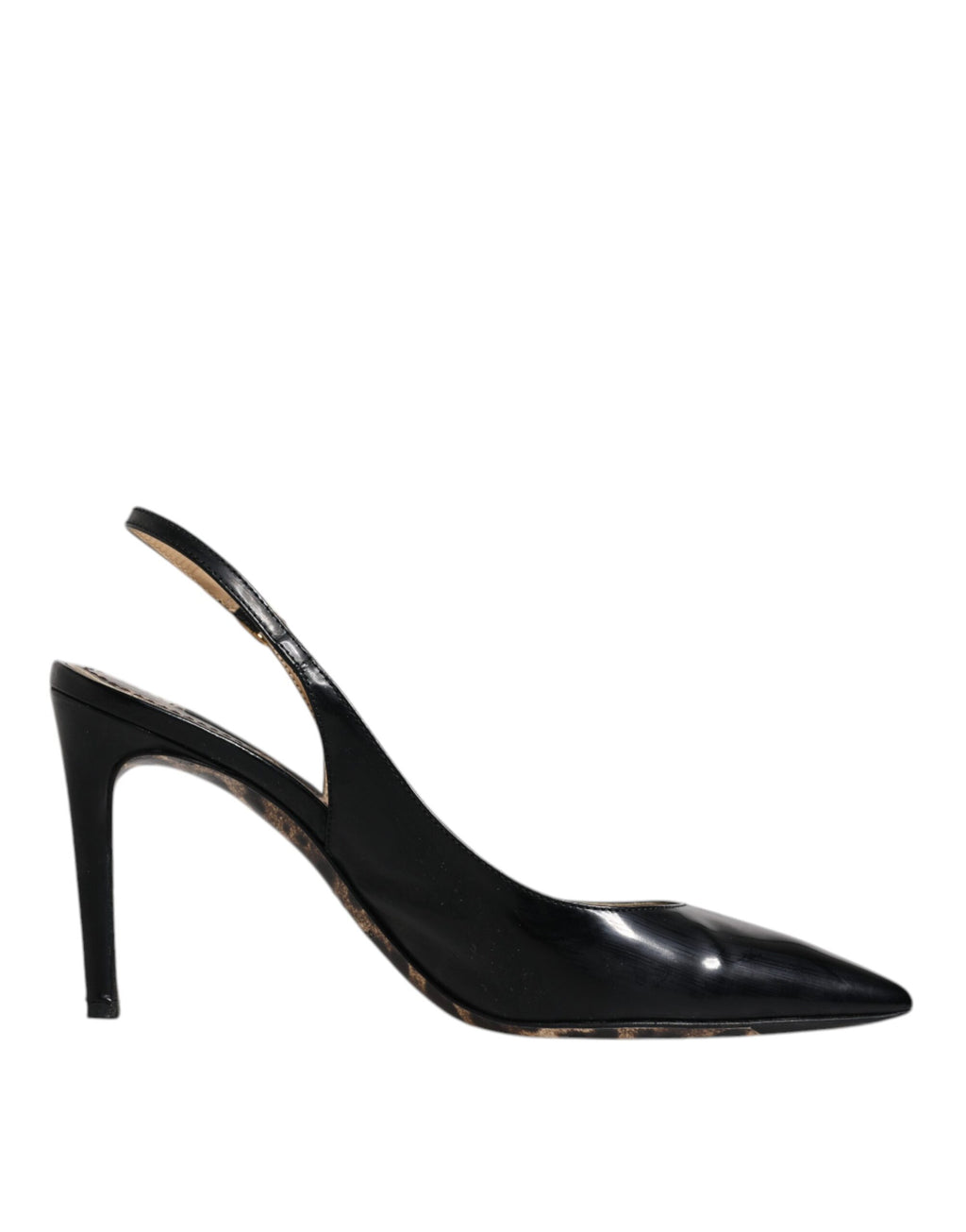 Svarta läderskor med höga klackar och slingbacks