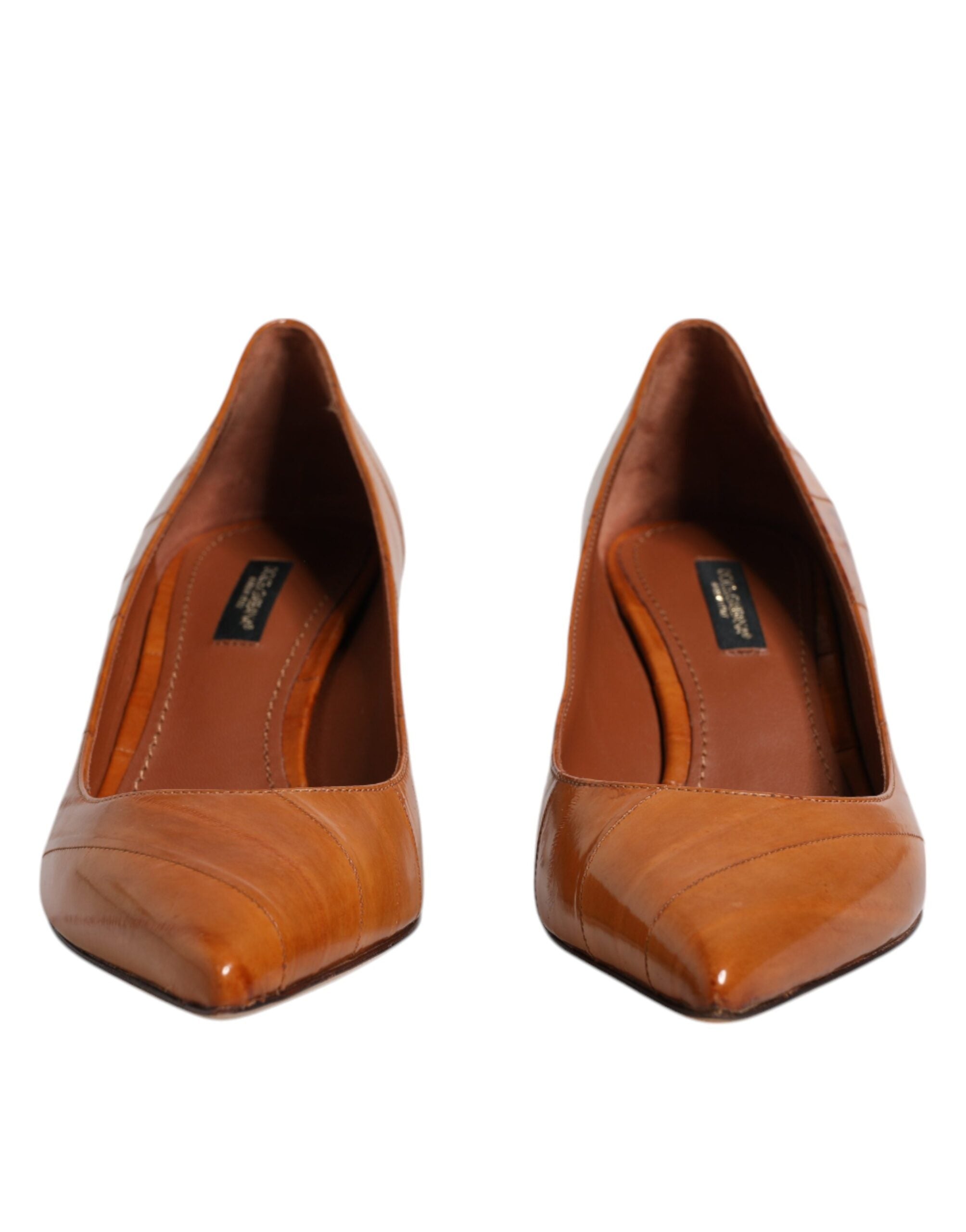 Bruna Läder Kitten Heels Pumps Skor