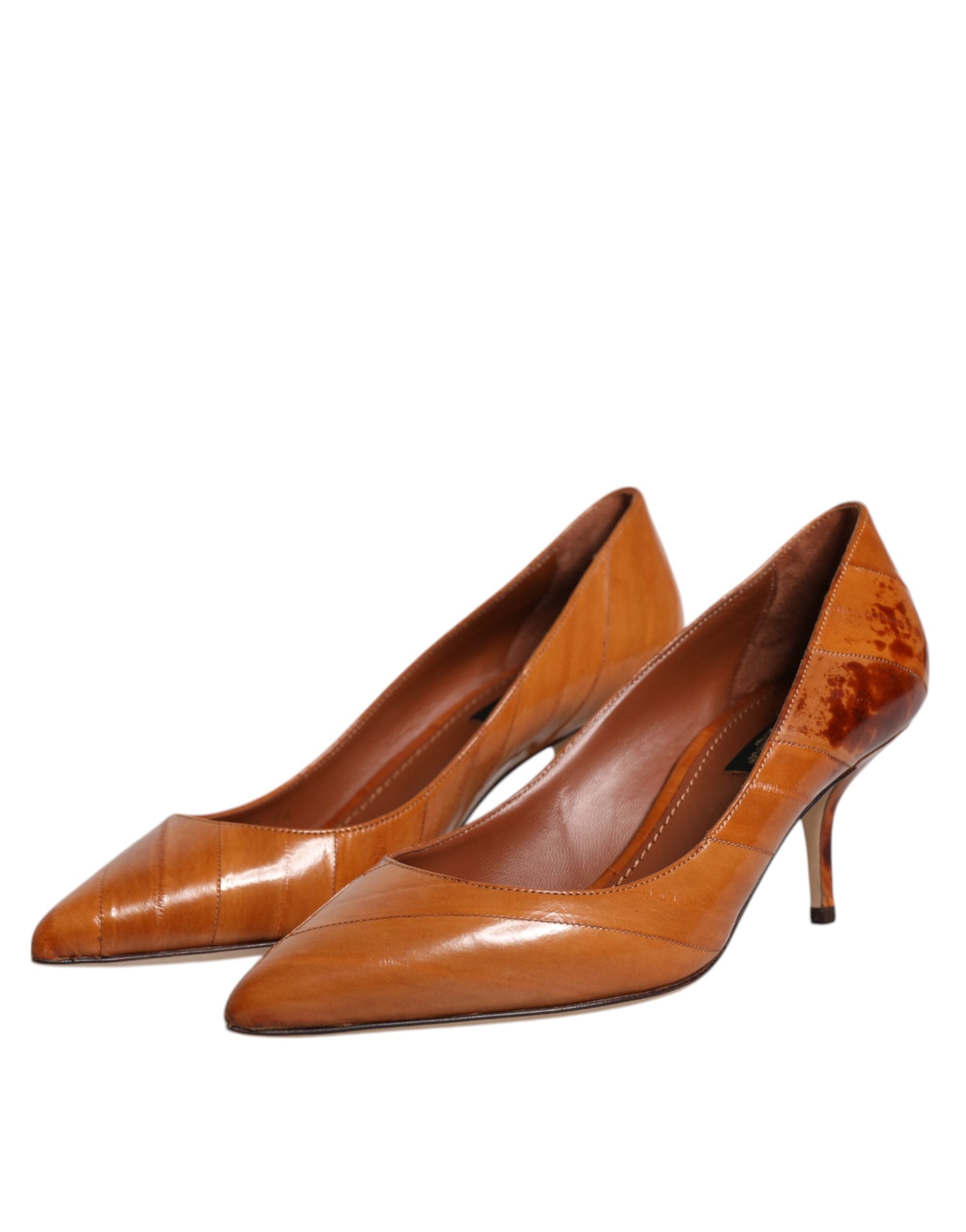 Bruna Läder Kitten Heels Pumps Skor