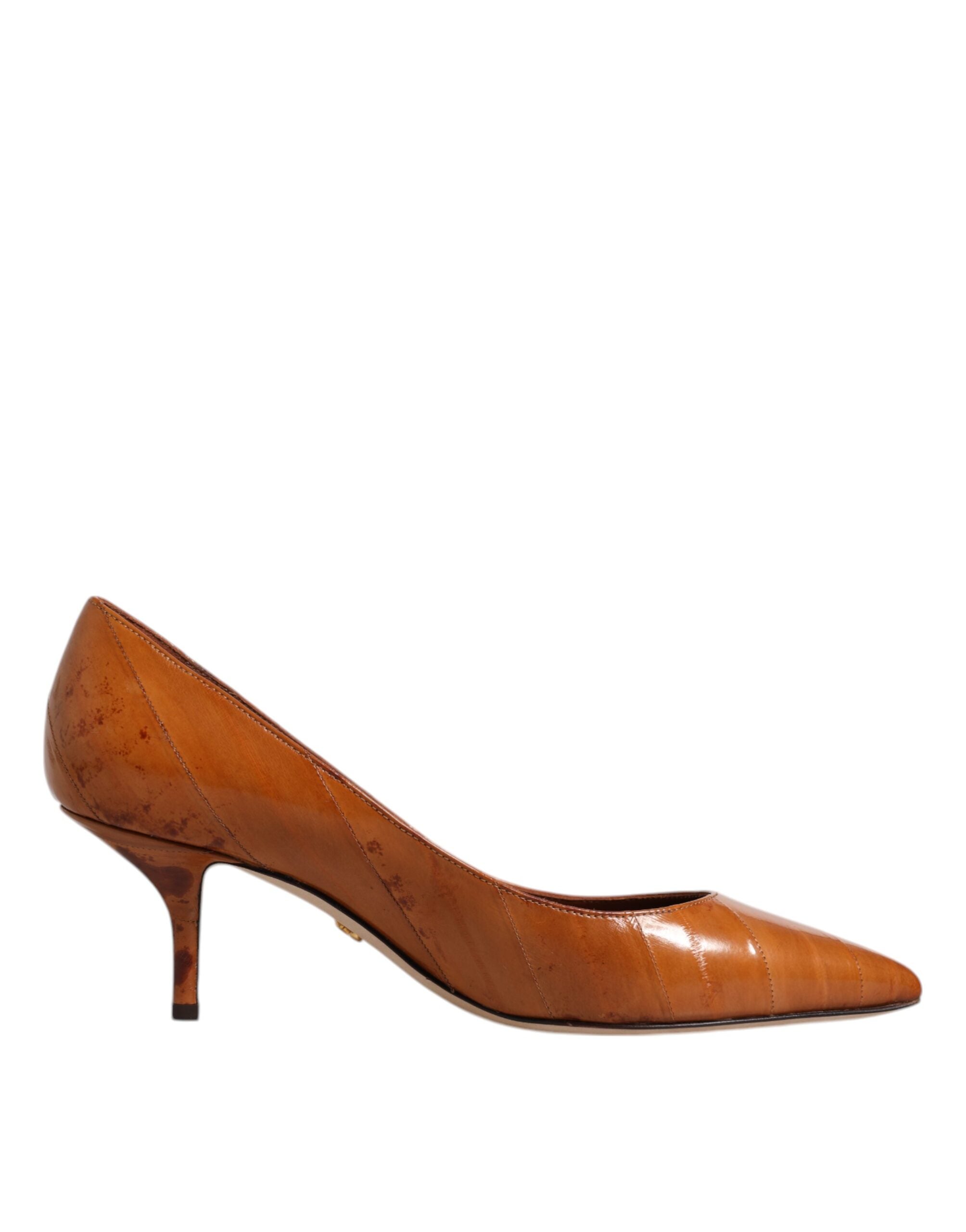 Bruna Läder Kitten Heels Pumps Skor