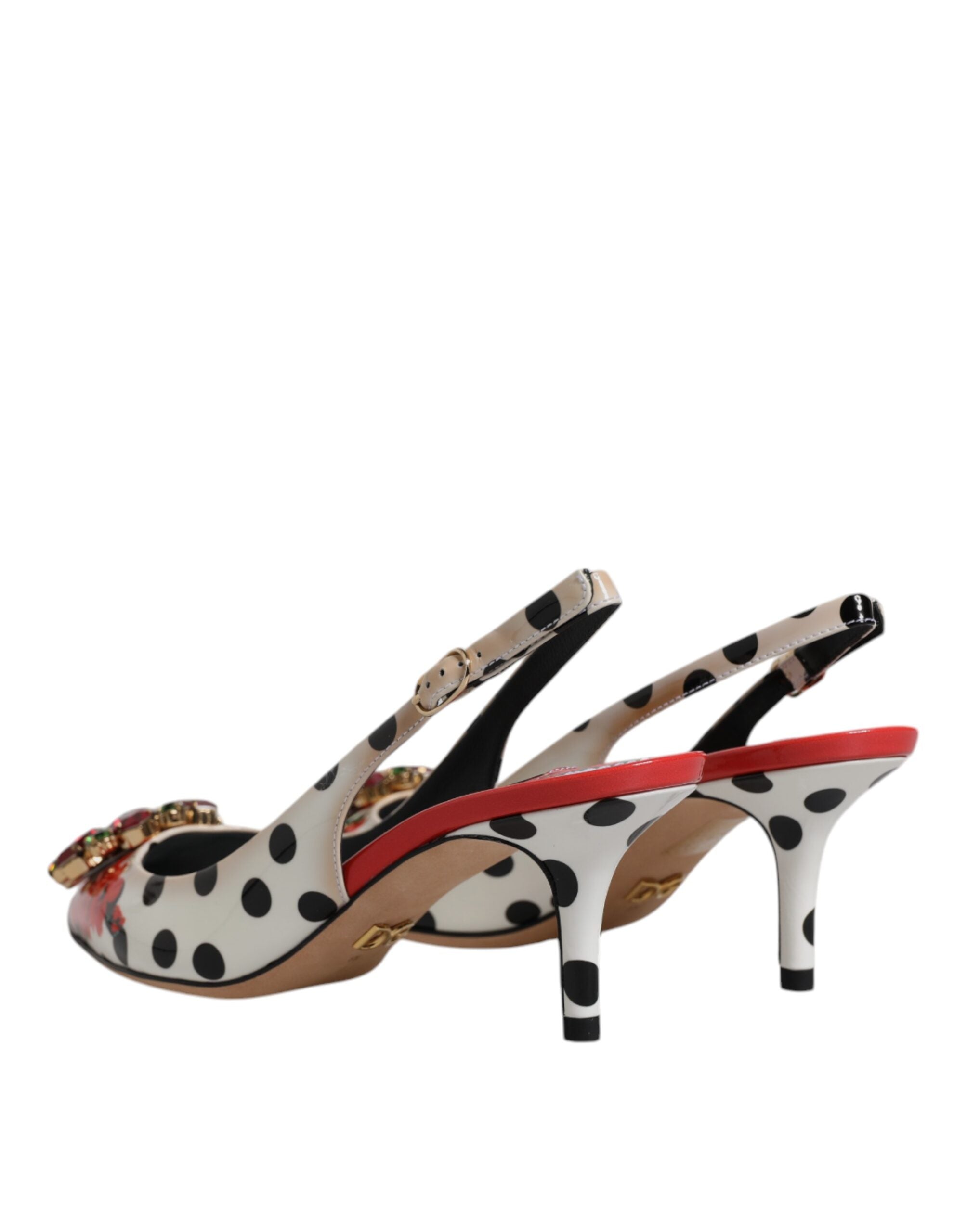 Flerfargede slingback-sko med krystaller i skinn